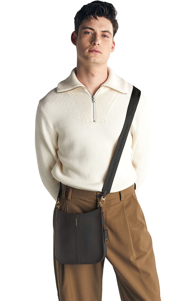 MAISON de SABRÉ Leather Saddle Bag, Alternate, color, Black Caviar