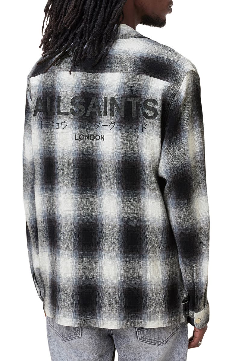 AllSaints Underfade Cotton Blend Flannel Button-Up Shirt, Alternate, color, 
