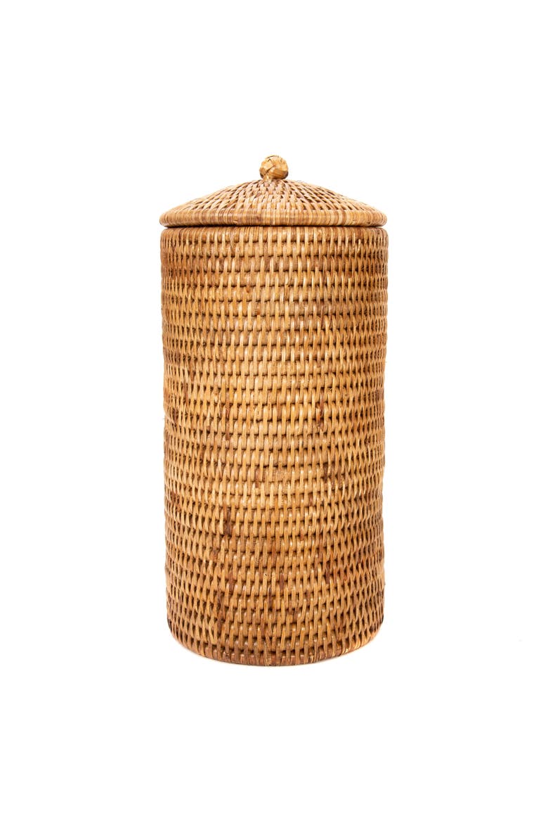 Rattan Double Toilet Roll Holder, Main, color, Honey Brown