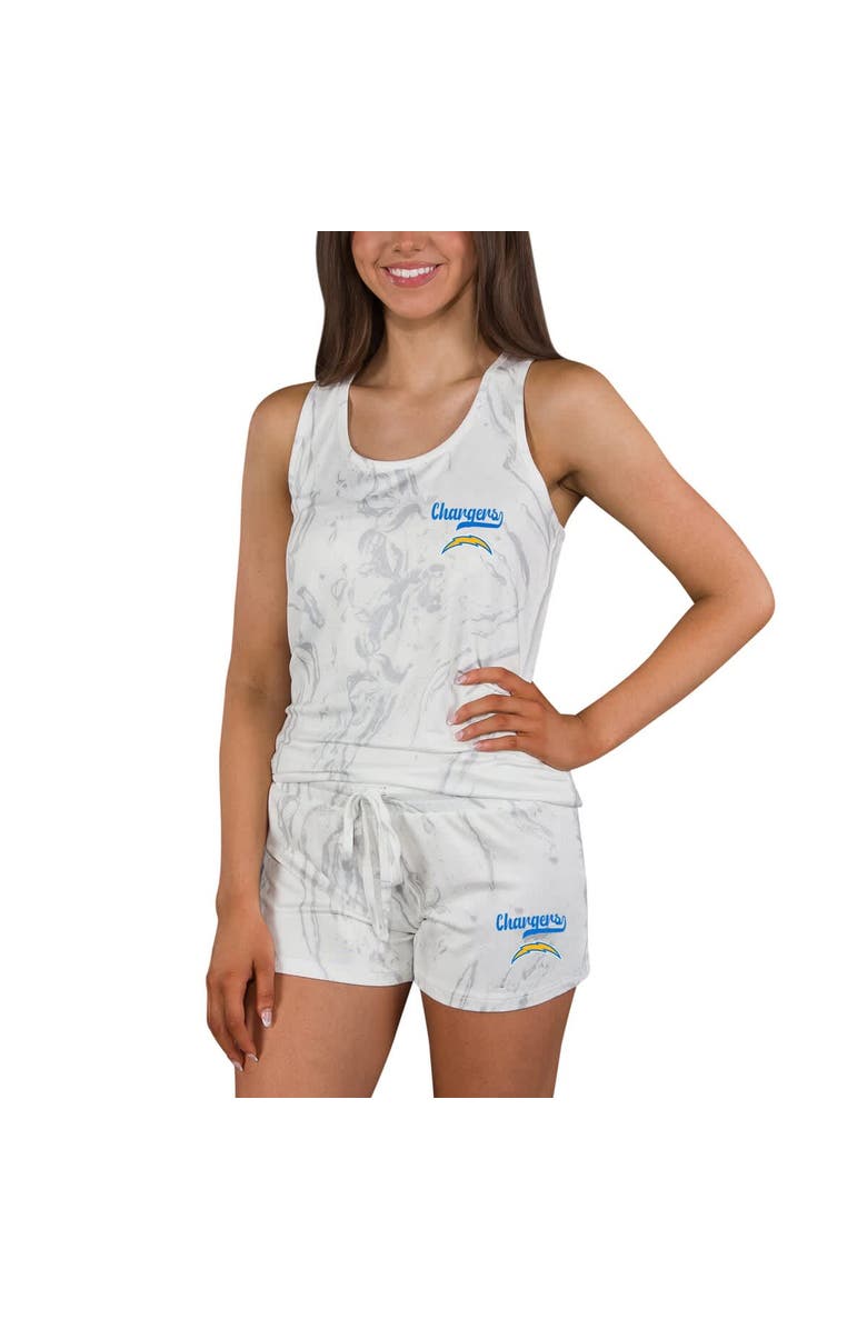 CONCEPTS SPORT Women's Concepts Sport Los Angeles Chargers Quartz Hacci Knit Tank Top & Shorts Sleep Set, Alternate, color, Cream