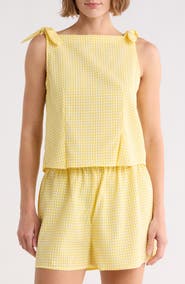 WAYF Gingham Tie Shoulder Tank
