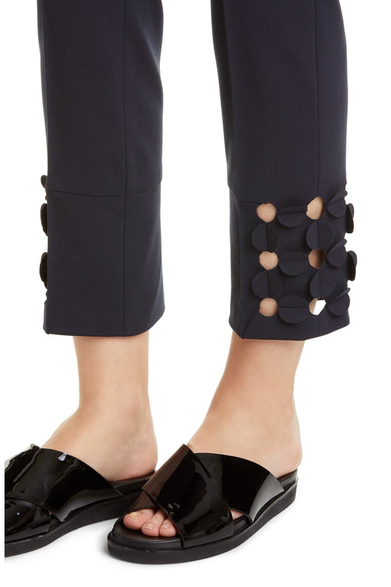Dot Appliqué Crop Ponte Pants, Alternate, color, NAVY