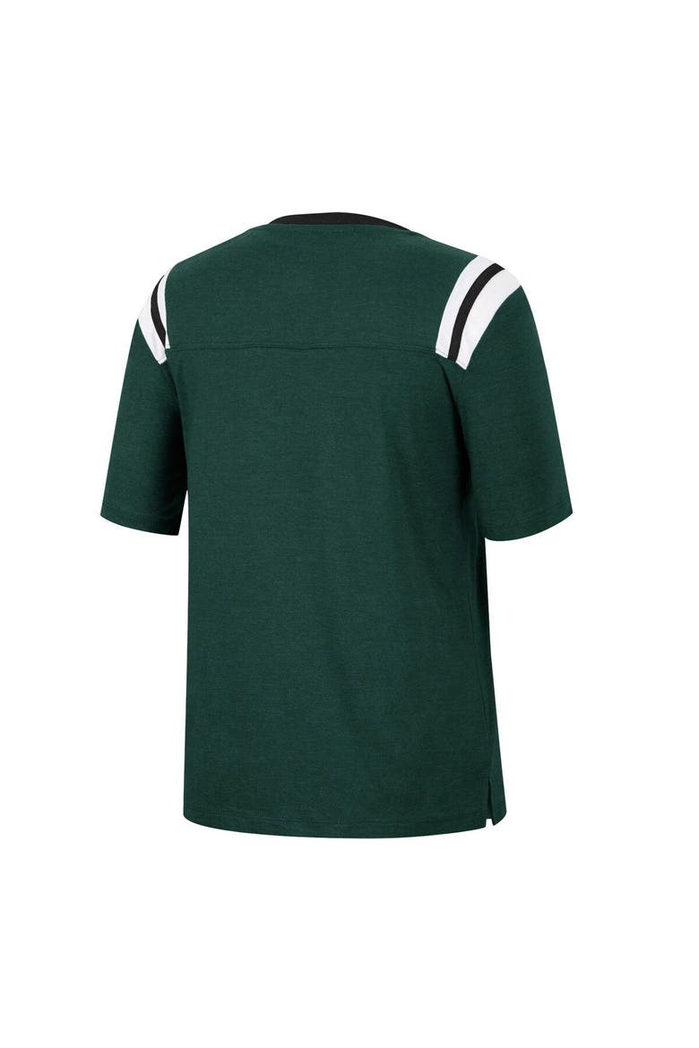 Women's Colosseum Heathered Green Michigan State Spartans 15 Min Early Football V-Neck T-Shirt, Alternate, color, Heather Green