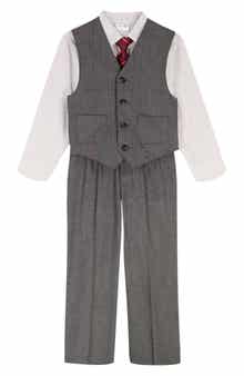 Calvin Klein Kids' Button-Up Shirt, Tie, Vest & Pants Set