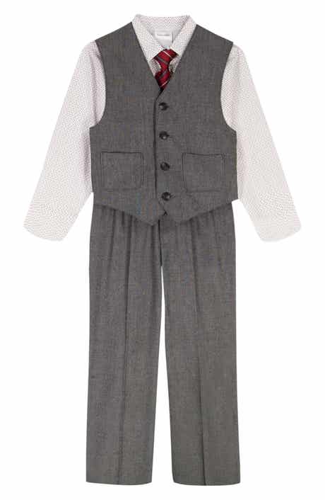 Calvin Klein Kids' Button-Up Shirt, Tie, Vest & Pants Set