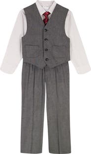 Calvin Klein Kids' Button-Up Shirt, Tie, Vest & Pants Set