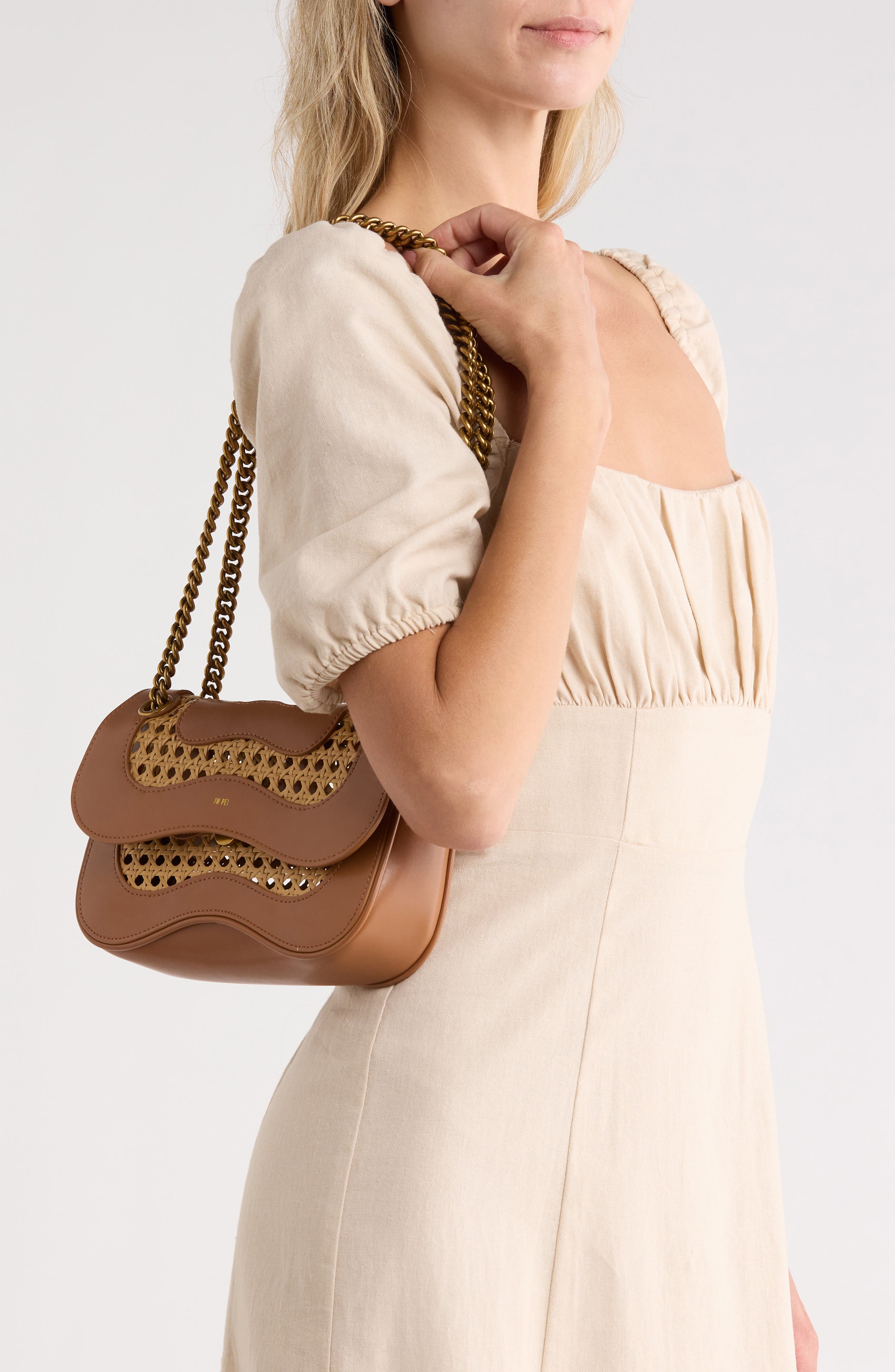 Tina Woven Chain Crossbody Bag, Alternate, color, BROWN