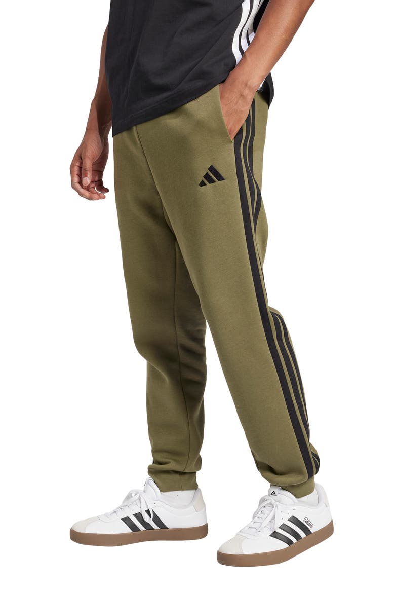 Essential 3-Stripes Fleece Joggers, Alternate, color, OLISTR/BLA