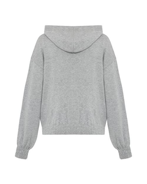 Theo The Label Nomia Ruched Zip Hoodie In Heather Grey