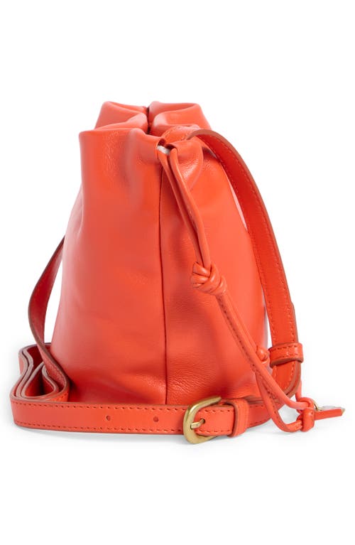 Lucky Brand Tess Drawstring Leather Bucket Bag In Orange