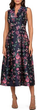 Kay Unger Rhea Floral Midi Cocktail Dress