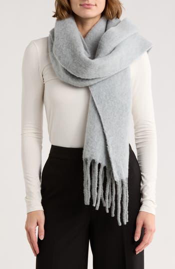 Vince Wool & Alpaca Fringe Scarf In Gray