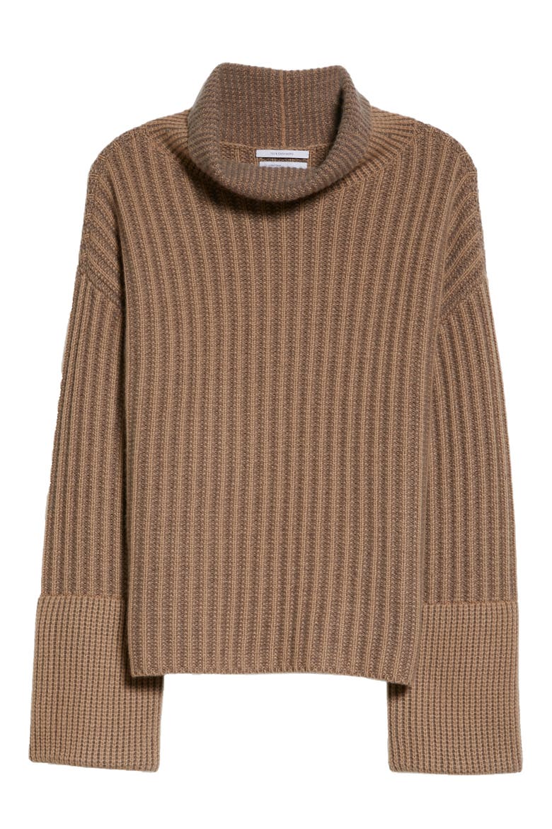 Ribbed Turtleneck Cashmere Sweater, Alternate, color, CAMEL TONAL COMBO