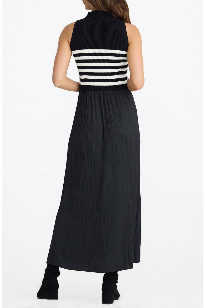 Gabriel Sleeveless Mixed Media Maxi Dress, Alternate, color, BLACK W WHITE