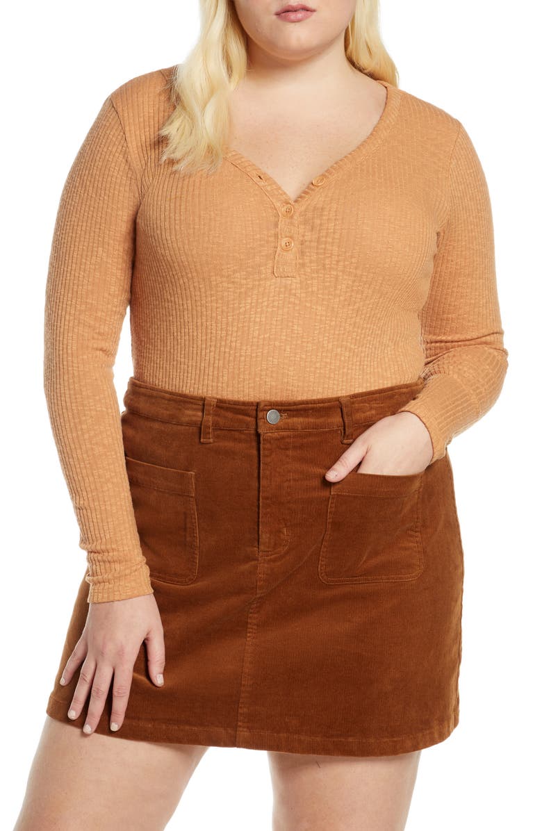 BP. Ribbed Henley Bodysuit, Main, color, 