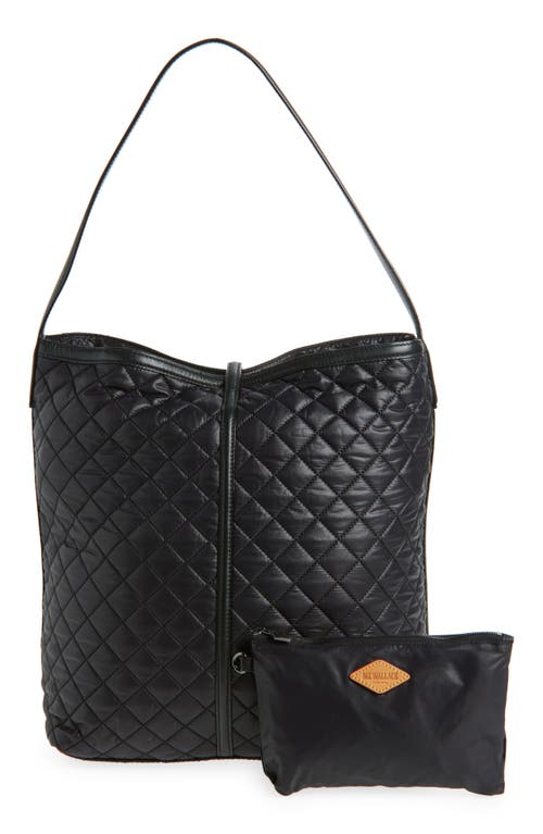 Mz Wallace Large Astor Quilted Nylon Hobo Bag In Black