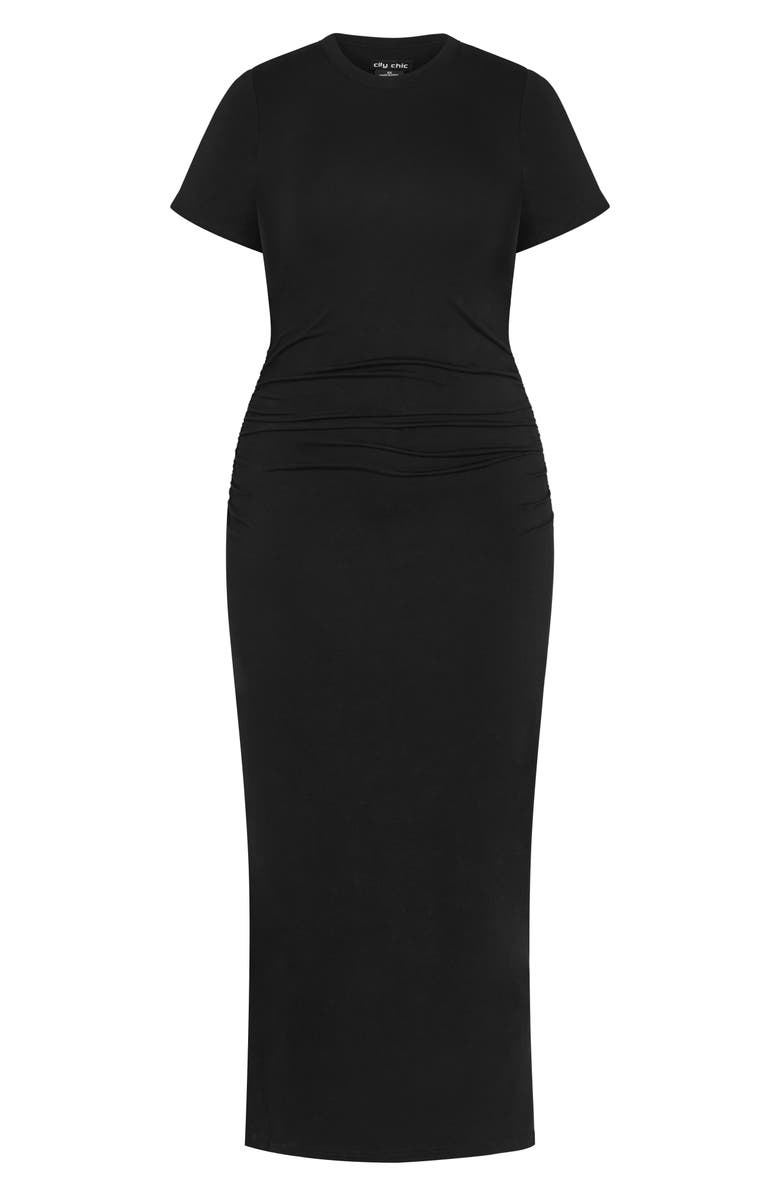 City Chic Shirred T-Shirt Dress, Alternate, color,