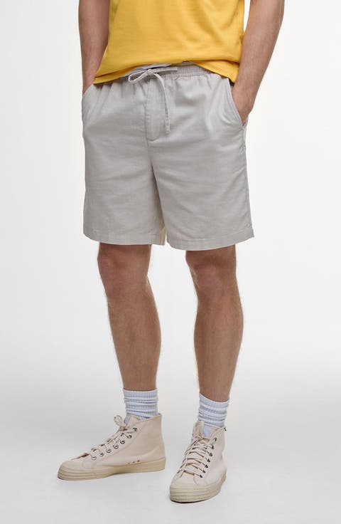 Relaxed Fit Linen & Cotton Drawstring Shorts