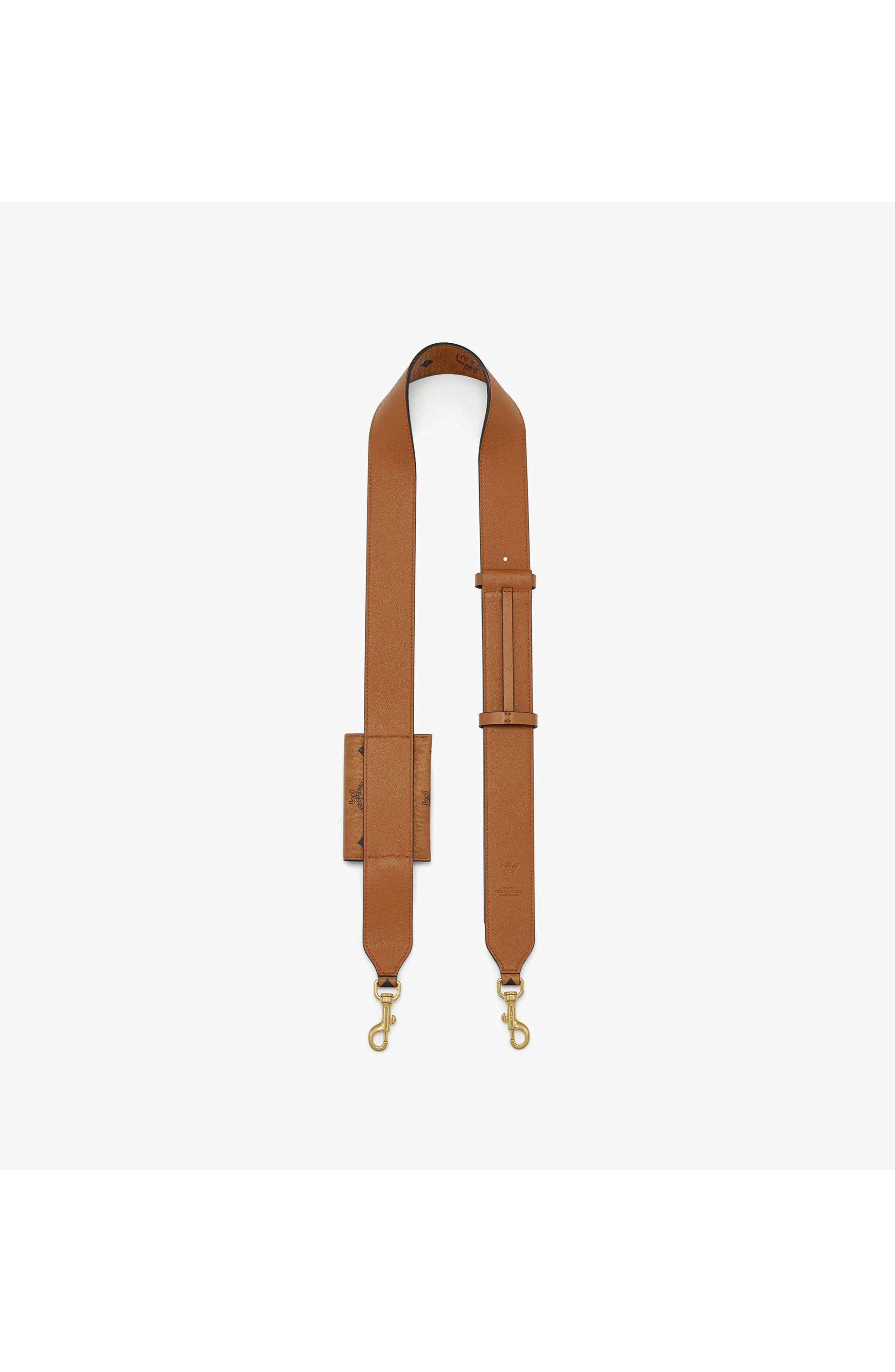 MCM Aren Shoulder Strap with Pouch in Visetos, Alternate, color, Cognac