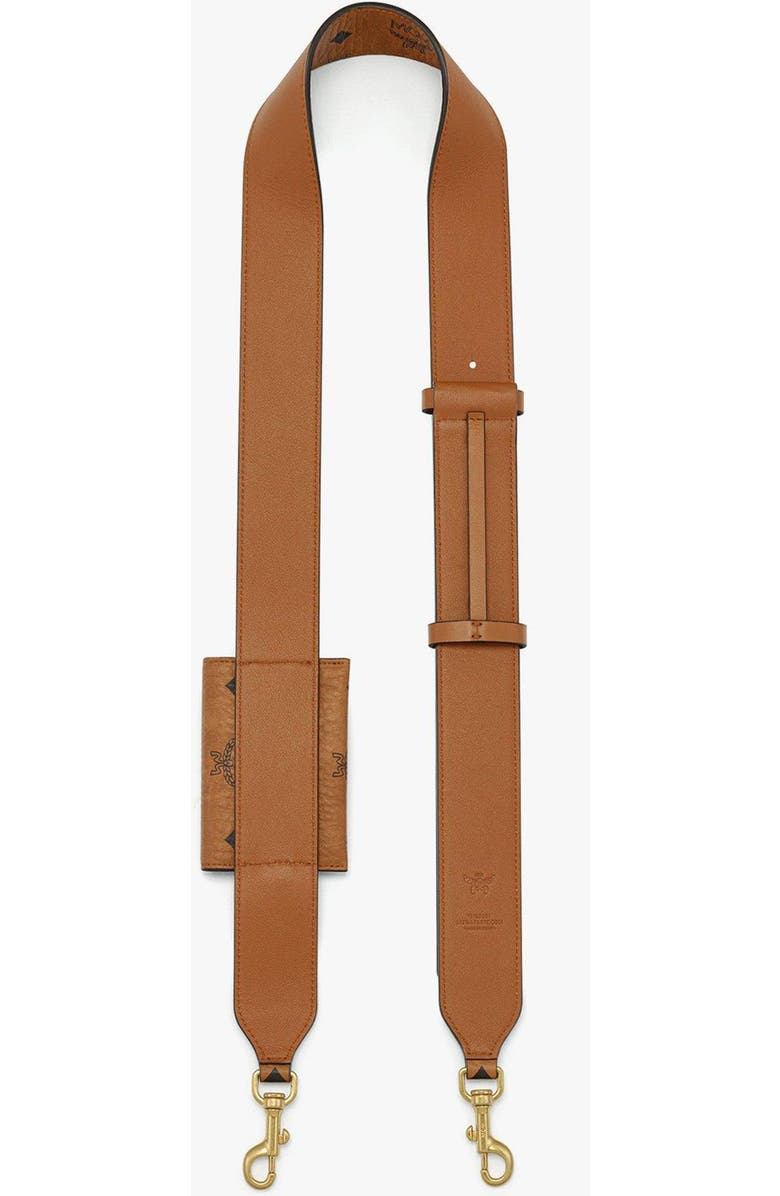 MCM Aren Shoulder Strap with Pouch in Visetos, Alternate, color, Cognac