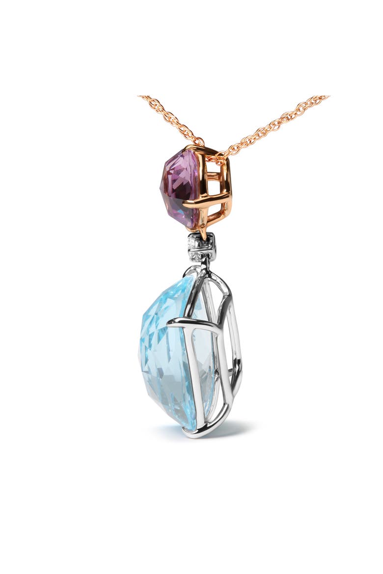 18K Gold Diamond Accent Amethyst Topaz Dangle Pendant Necklace, Alternate, color, White