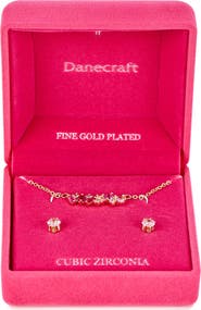 Danecraft Cubic Zirconia Pendant Necklace & Stud Earrings Set