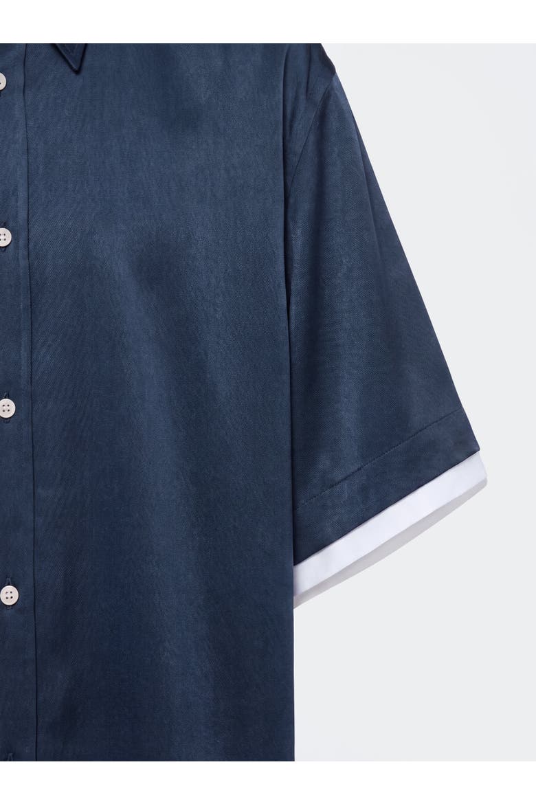 Cupro Double Short Sleeve Shirt, Alternate, color, Charcoal