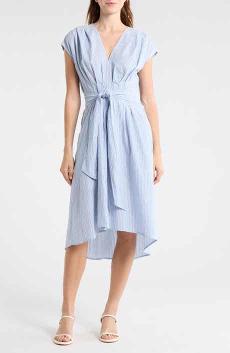 MAX STUDIO Stripe Tie Front Cotton Blend Dress