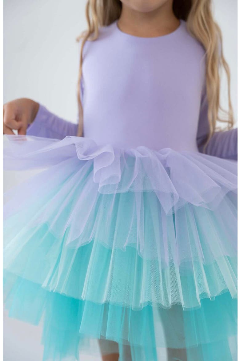 Mermaid Long Sleeve Fluffy Tutu Dress, Alternate, color, Lilac Mermaid
