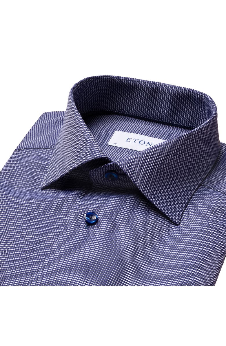 Eton Contemporary Fit Navy Textured Solid Dress Shirt, Alternate, color,