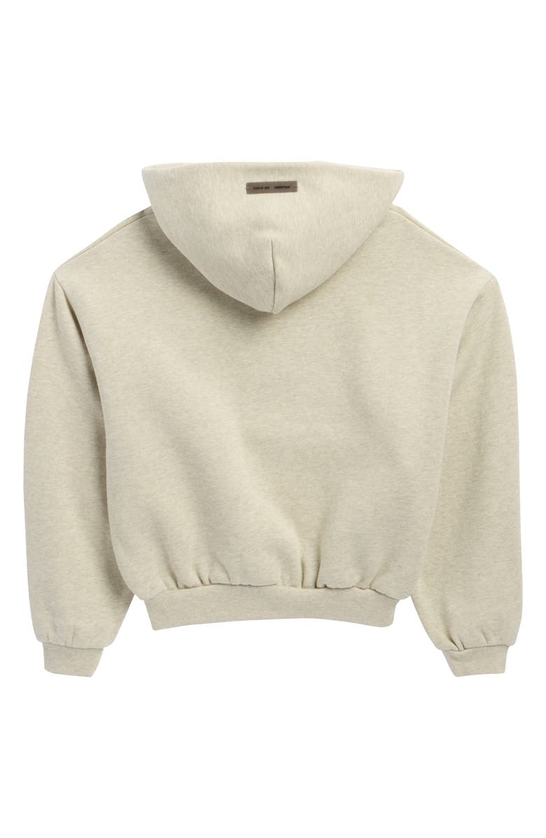 Fear of God Essentials Kids' Metallic Logo Fleece Hoodie, Alternate, color, Heather Stone