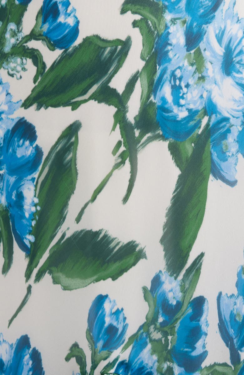 Julia Jordan Floral Ruffle Empire Waist Chiffon Gown, Alternate, color, Ivory/ Blue