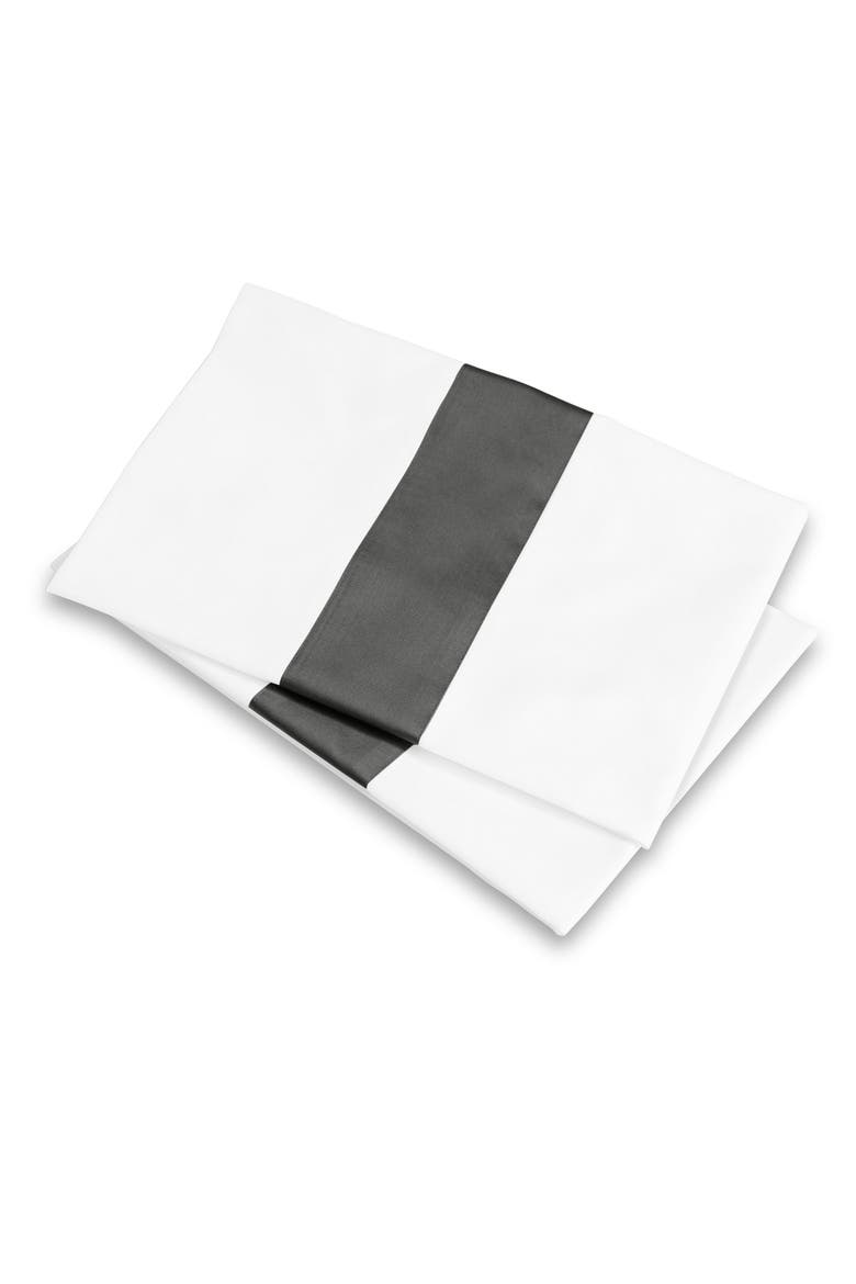 Aida 300 Thread Count Set of 2 Pillowcases, Main, color, WHITE/LEAD GREY