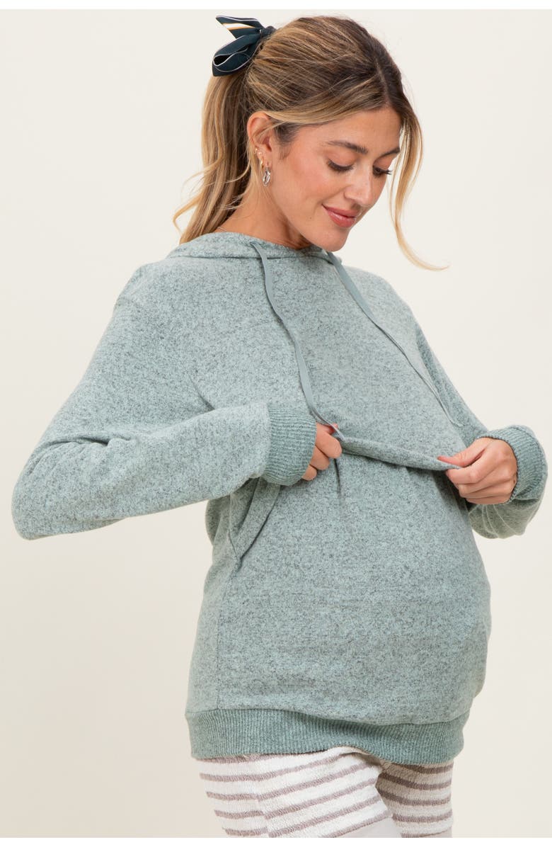 PinkBlush Double Layer Long Sleeve Nursing Hoodie, Alternate, color, Mint Green