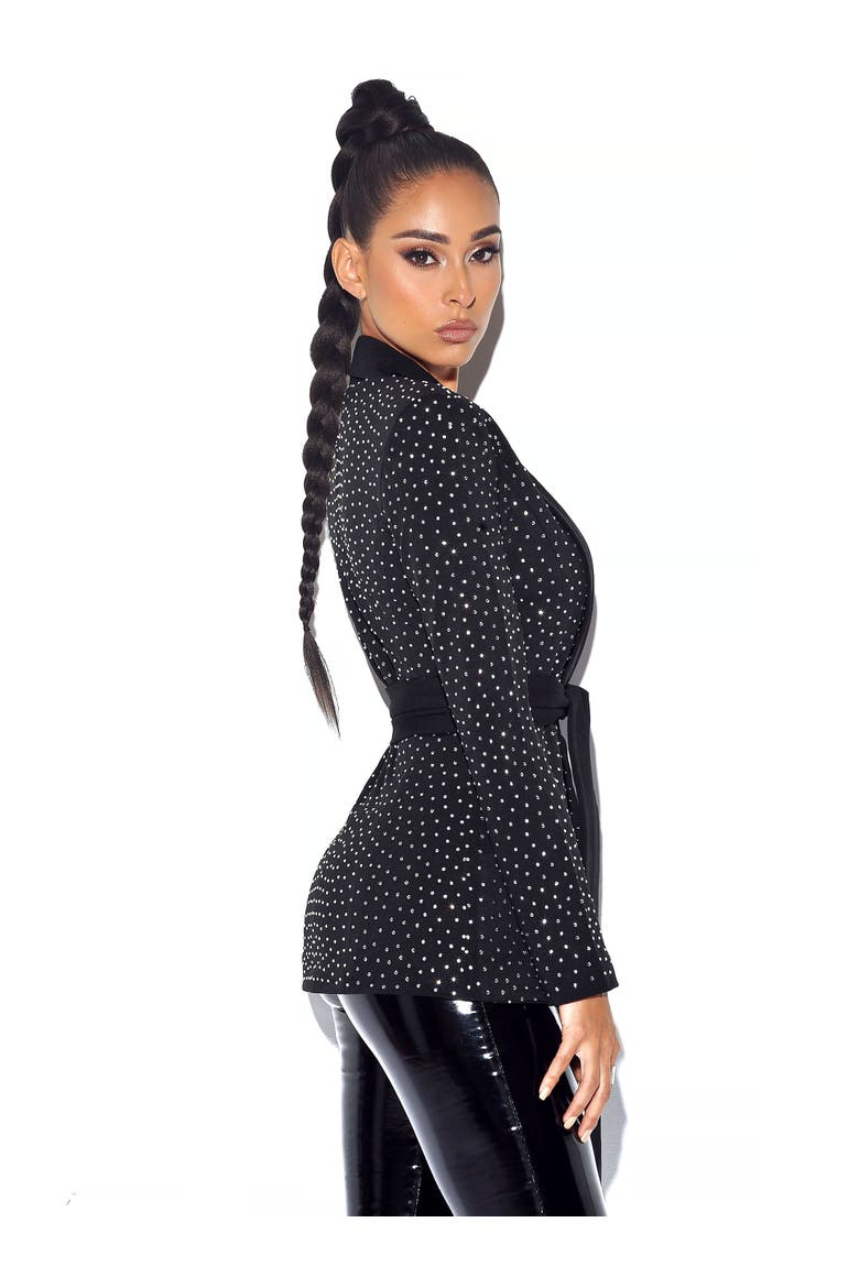 Visionary Crystal Embellished Blazer Jacket, Alternate, color, Black