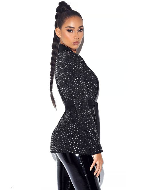 Miss Circle Visionary Crystal Embellished Blazer Jacket In Animal Print