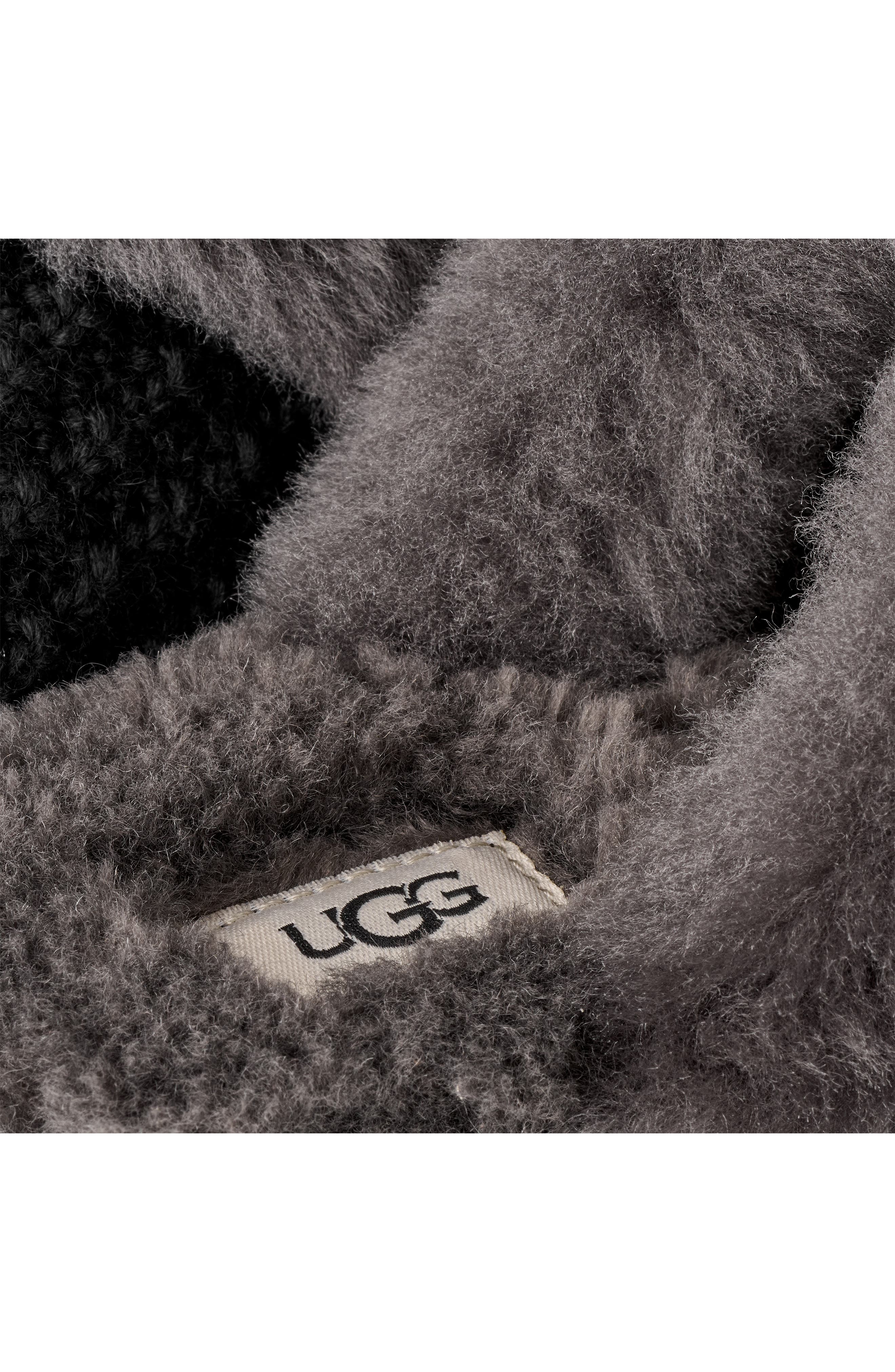 UGG<sup>®</sup> Kids' Cozy Knit II UGGplush<sup>™</sup> & Genuine Shearling Trim Slipper, Alternate, color, Black