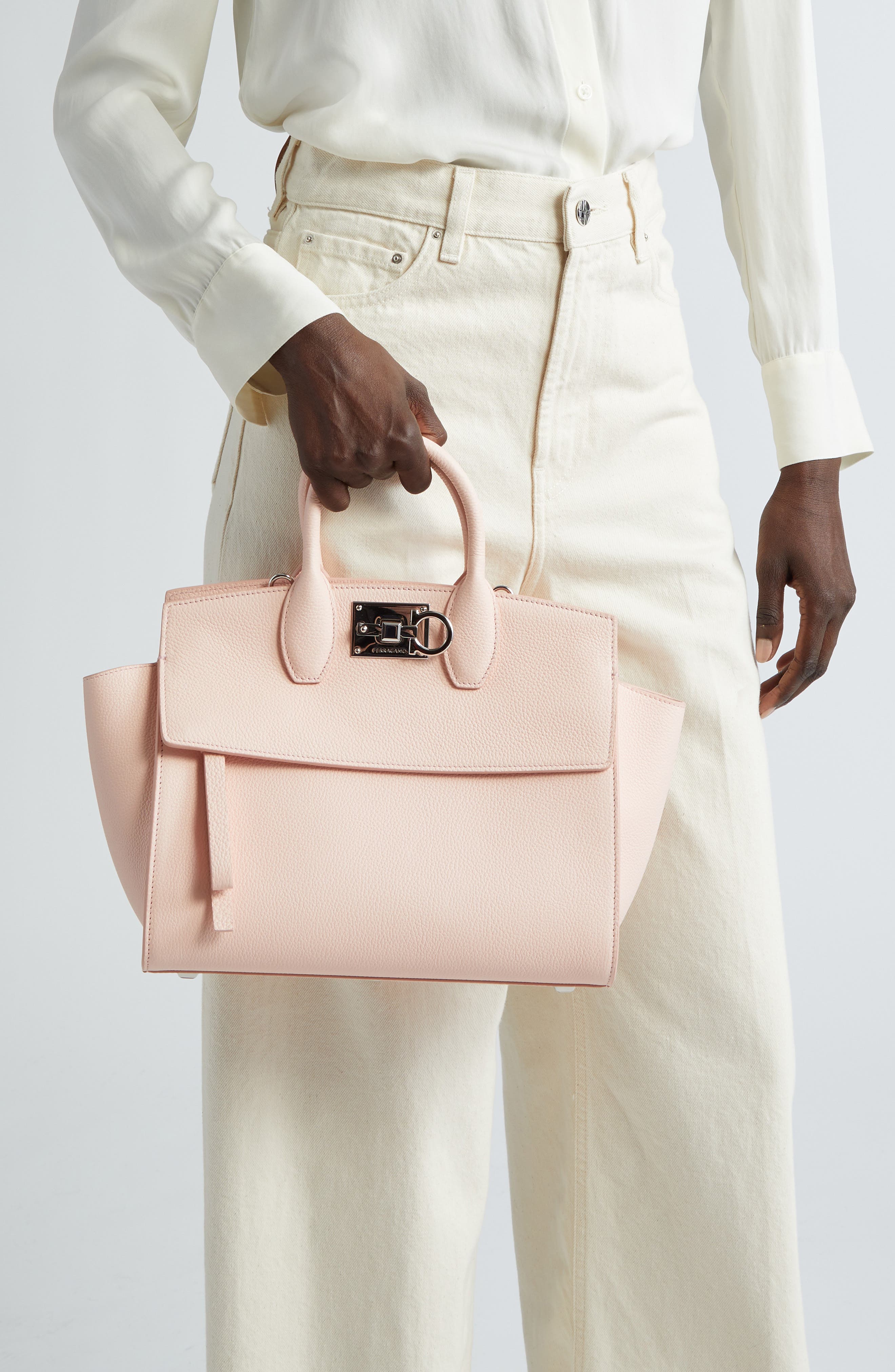 FERRAGAMO Small The Studio Soft Leather Top Handle Bag, Alternate, color, 