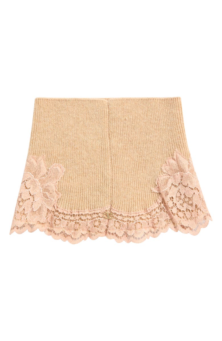 Valentino Garavani Lace Trim Cashmere Headband, Alternate, color, Alabaster/ Rose Dust