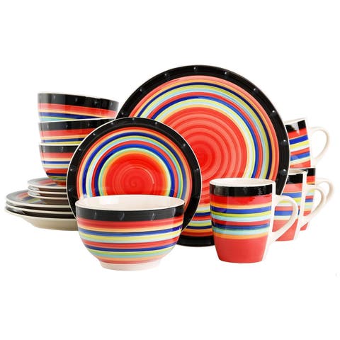 Casa Stellar 16 Piece Round Stoneware Dinnerware Set
