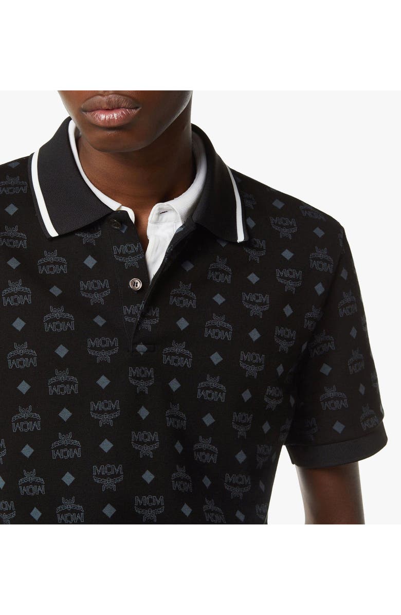 MCM Monogram Jacquard Polo Shirt, Alternate, color, Black