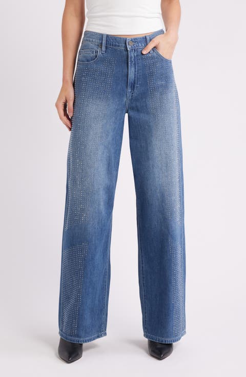 Oversize Rhinestone Baggy Wide Leg Jeans