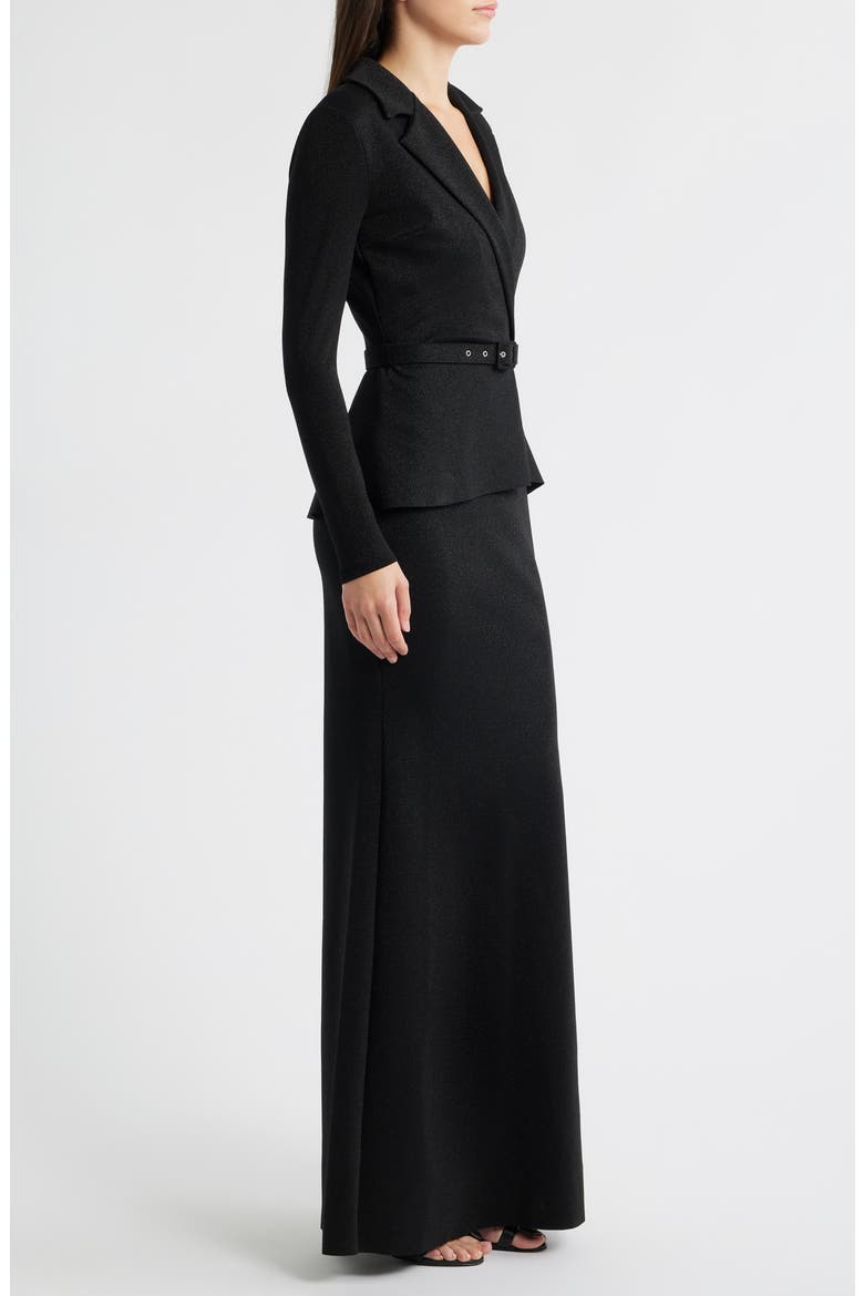 Thadira Belted Long Sleeve Dress, Alternate, color, BLACK