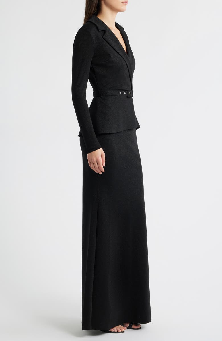 Chiara Boni La Petite Robe Thadira Belted Long Sleeve Dress, Alternate, color, Black