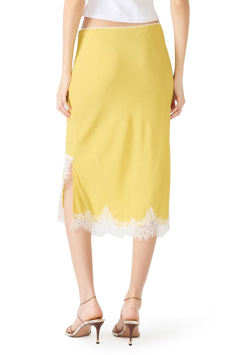 Steve Madden Cinthia Lace Trim Midi Skirt, Alternate, color, Golden Lime