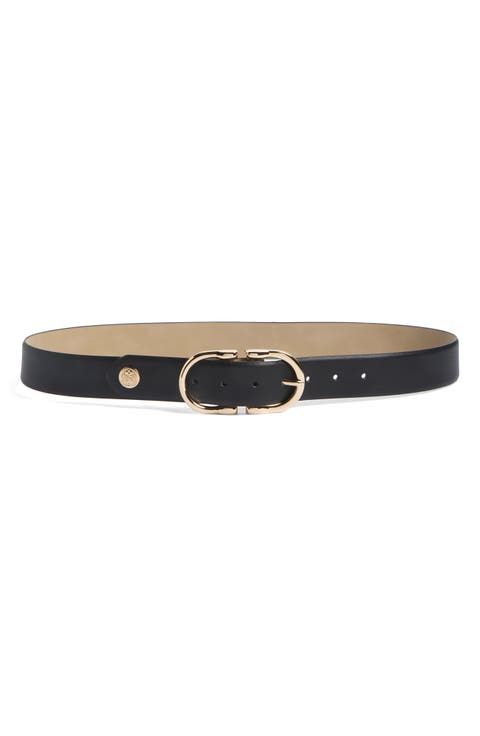 Centerbar Buckle Faux Leather Belt