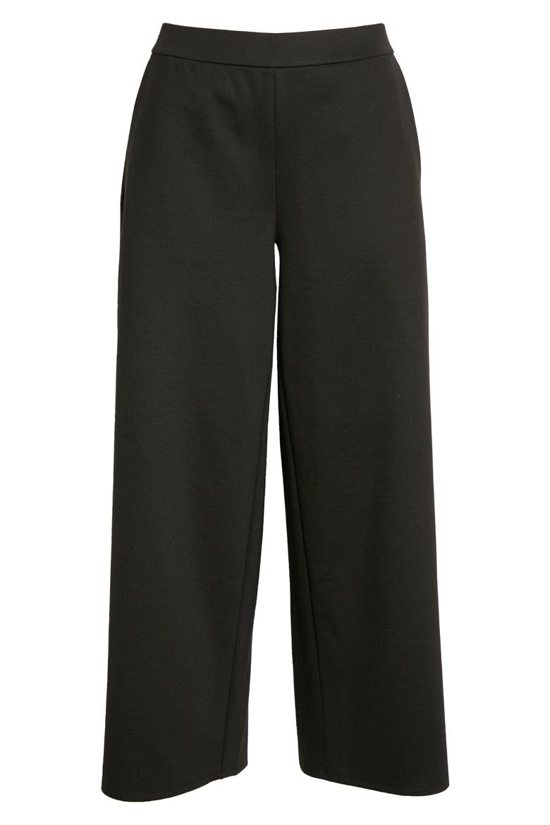 High Waist Wide Leg Ponte Pants, Alternate, color, BLACK
