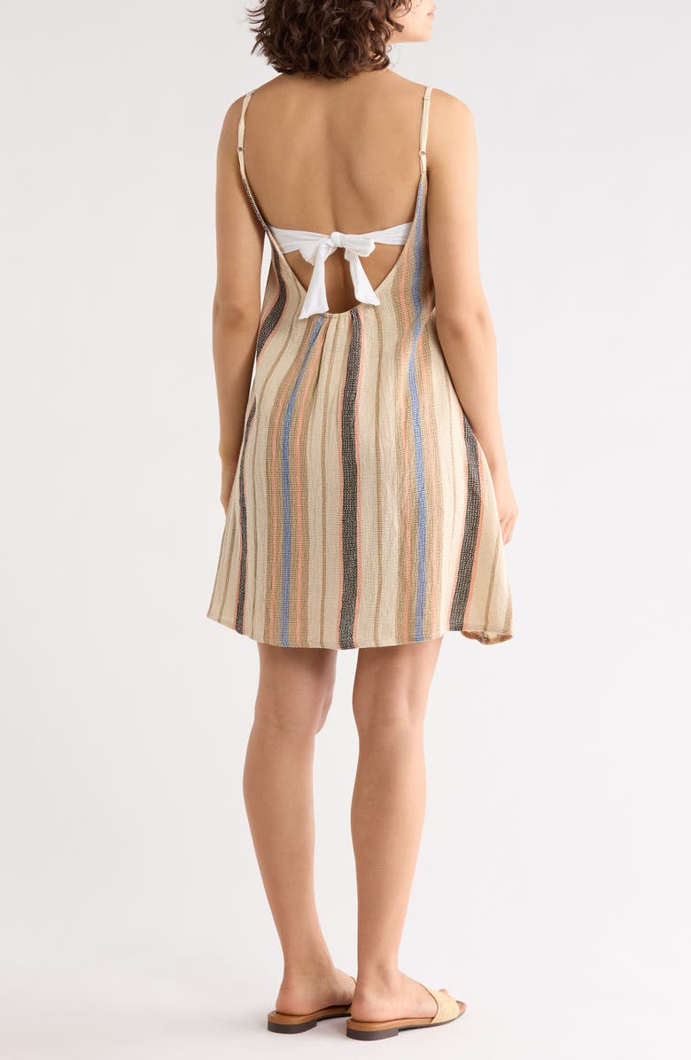 Elan Spaghetti Strap Cover-Up Dress, Alternate, color, Natural/ Blue Stripe