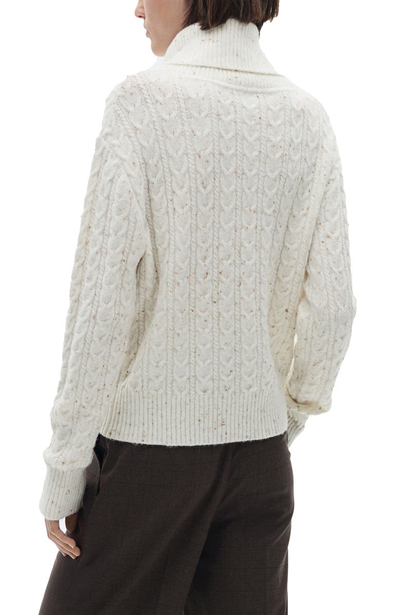 MANGO Twisted Cable Knit Donegal Turtleneck Sweater, Alternate, color, 