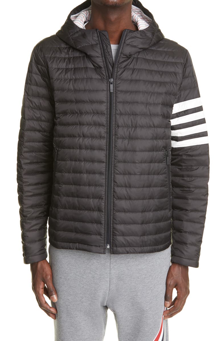 Thom Browne 4-Bar Hooded Down Jacket, Main, color,
